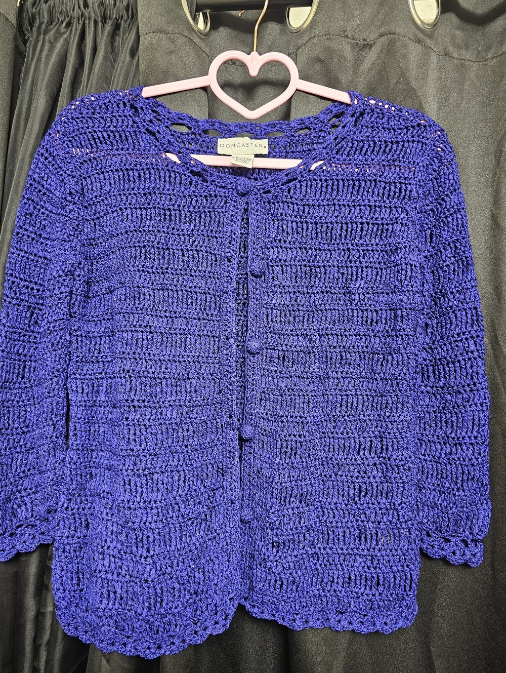 RongaSter Royal Blue Crochet Button Cardigan